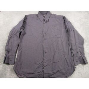 Ike Behar Shirt Mens Large Blue Button Up Long Sleeve Professional